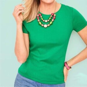 TALBOTS | Womens Green Round Neck 100% Pima Cotton Tee T-Shirt Top Shirt size XL